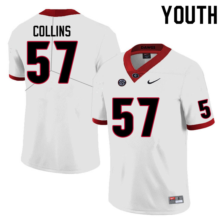 Georgia Bulldogs Youth Luke Collins #57 White Anniversary Stitched College UGA Football Jersey 23MU017VG